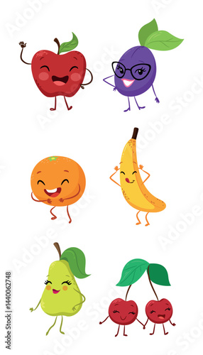 Collection of funny fruit characters