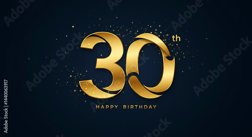 Gold 30th Anniversary Number Design: Celebration Background