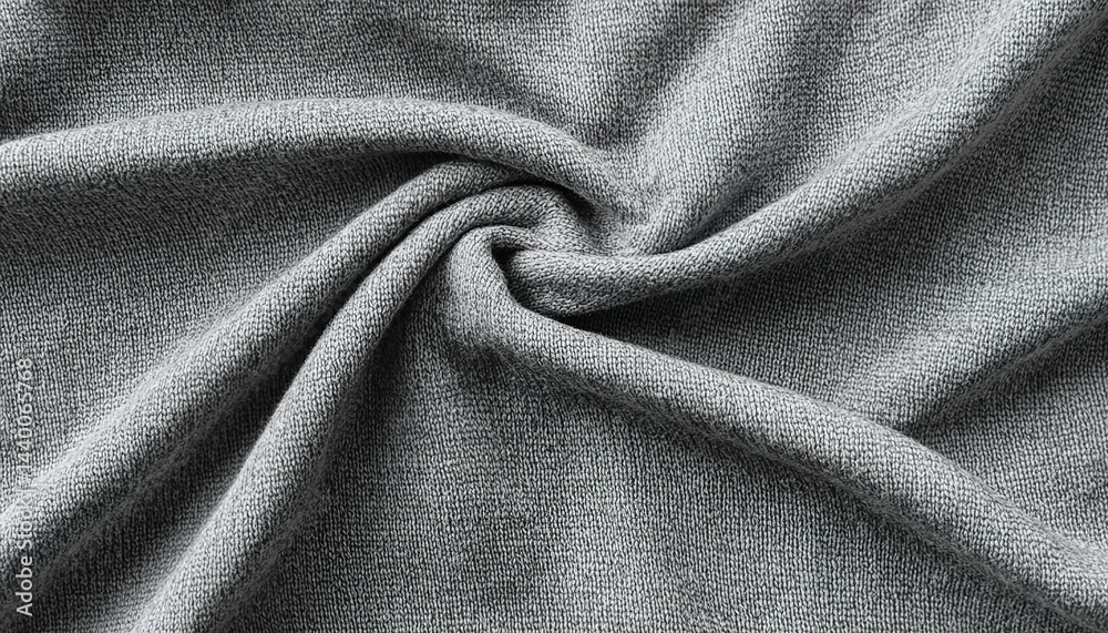 Fototapeta premium Close-up of gray fabric with natural wrinkles and soft texture.