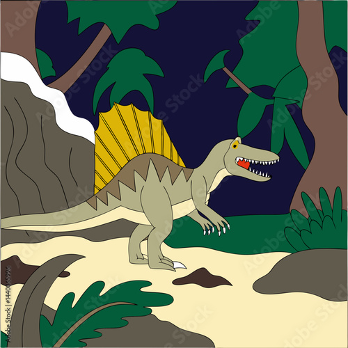 Spinosaurus, the ancient giant predator, vector illustration