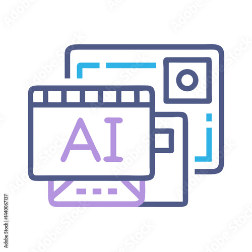Abstract AI Development Icon: Data Analysis, Machine Learning, Neural Network