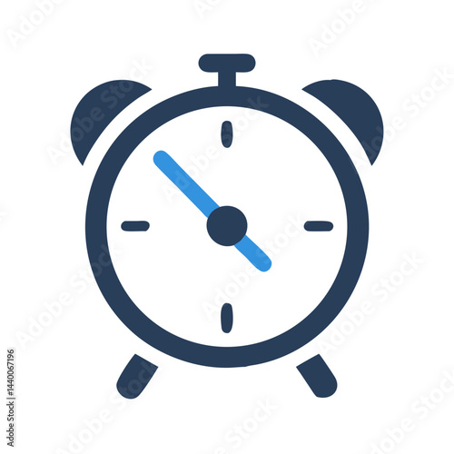 Alarm Clock Icon on Black Background - Time Management Symbol