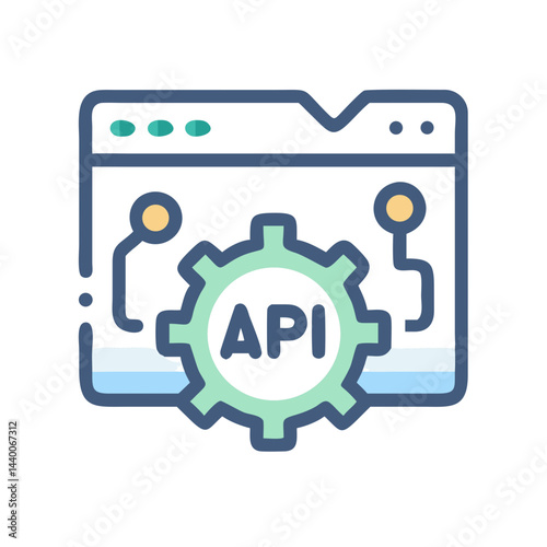 API Integration and Development Icon: Web Application and Gear Symbol