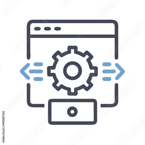 Web Development Process Icon: Coding, Settings, and Development Platform Concept