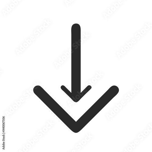 Downward Arrow Icon on Black Background: Navigation, Download, Direction