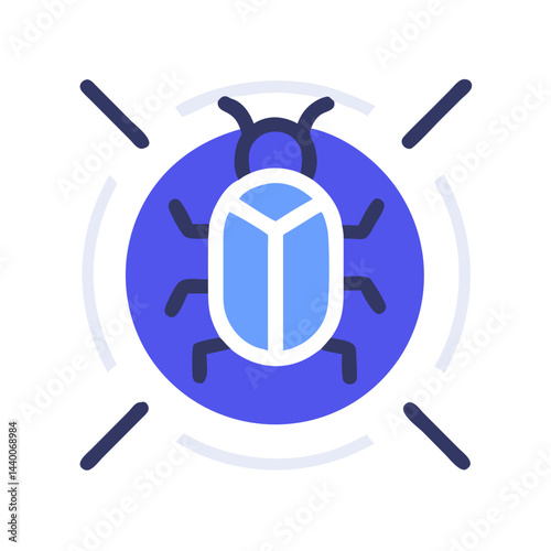 Blue Beetle Icon: Vector Illustration for Bug Detection and Cybersecurity