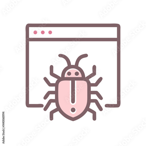 Computer bug, malware, virus infestation, website vulnerability, security threat illustration