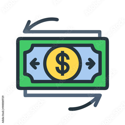 Money Exchange Icon with Dollar Sign and Arrows, Financial Transaction Concept