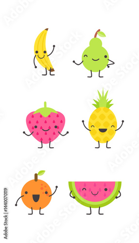Collection of funny fruit characters