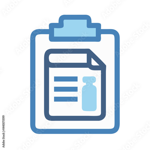 Medical Clipboard with Vaccine Document Icon Illustration for Healthcare Services