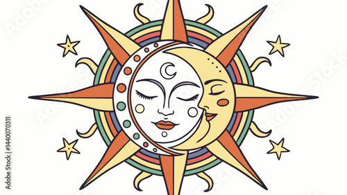 Celestial Sun and Moon A Harmonious Cosmic Dance of Light and Dark