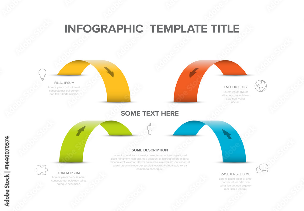 Modern Infographic Template with Colorful Arched Arrows