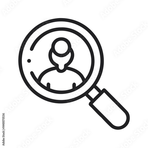 Searching Talent and Human Resources: Magnifying Glass with Person Outline Icon