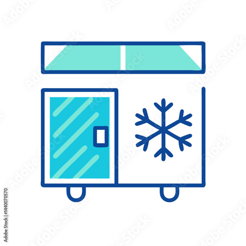 Modern stylized refrigerator icon design for food storage and cooling concepts.