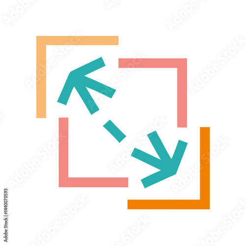 Resize Icon with Arrows and Frames on Black Background