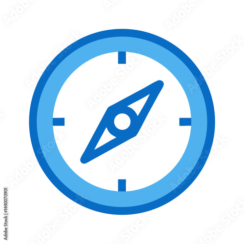 Blue Compass Icon Navigation Orientation Travel, Minimalist on Black Background