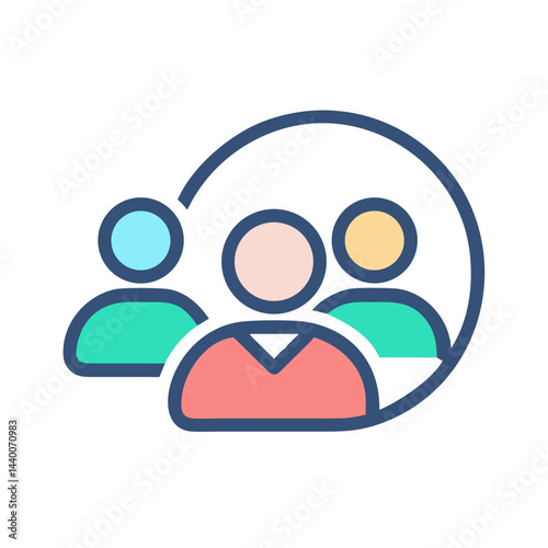 Teamwork Icon - Group of People, Collaboration, and Circle Graphic