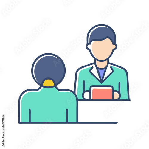 Job Interview Icon: Meeting Between Candidate and Recruiter Illustration