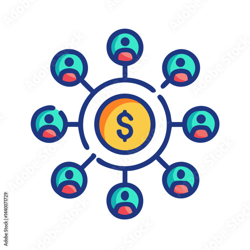Crowdfunding Network Icon: Social Investment with Community Money Collection