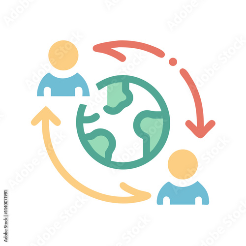 Global Connection and Networking: International Collaboration and Communication Concept Icon