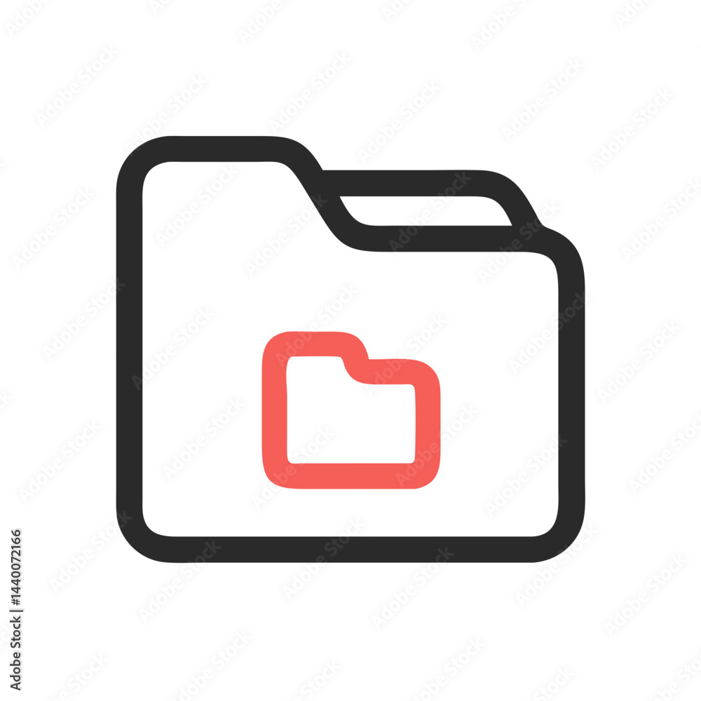 Data Folder Icon with Subfolder, Dark Mode, Data Storage and Organization