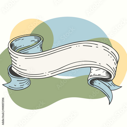 Decorative vector ribbon design on an abstract background with soft colors, copy space