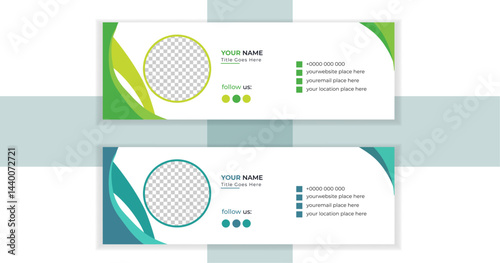 Modern and minimalist email signature ,email footer template,corporate email signature template design or business email signature with an author photo place modern and minimal layout.