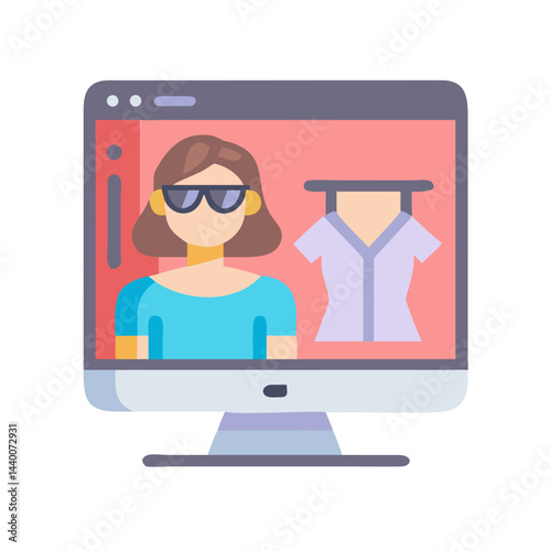 Online Shopping: A Woman Browsing Fashion Clothing on a Computer