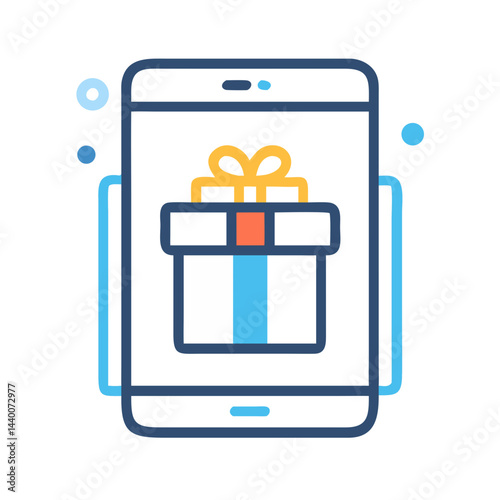 Online Gift Delivery: Mobile App with Present Illustration, Black Background