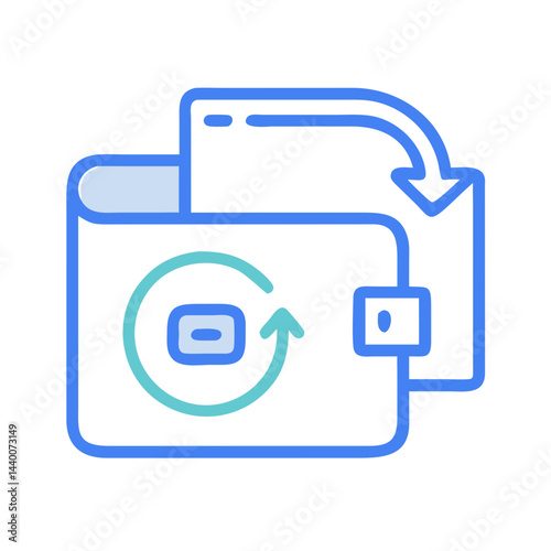 Wallet Icon with Sync, Transactions, Financial Management, and Cashback Concept