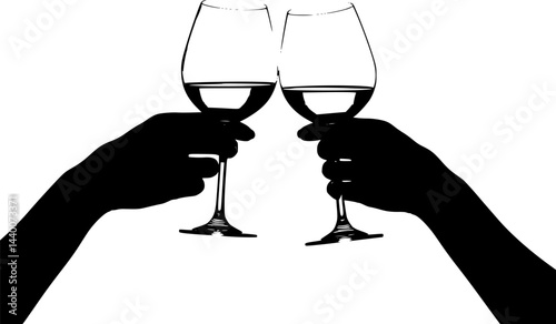 Women Hands Holding Wine Glasses, vector set