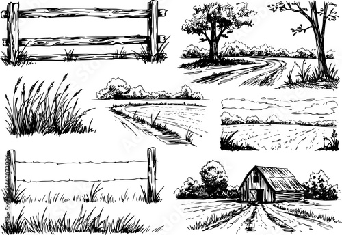Rural Scene Fragments Sketch
