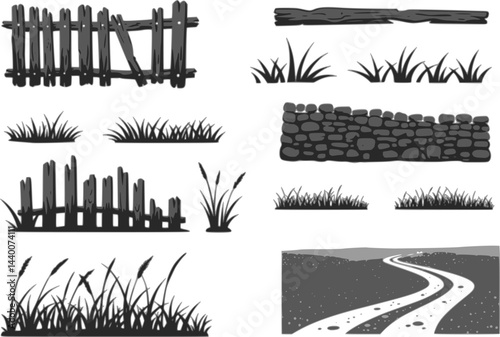 Rural Scene Fragments Sketch
