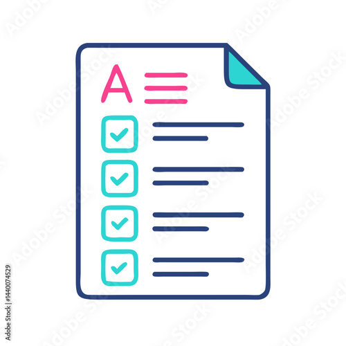 Colorful Checklist Illustration on Black Background with Tick Marks and 'A' Grade
