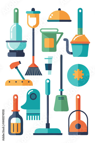  Dynamic Cleaning Equipment Icon Set