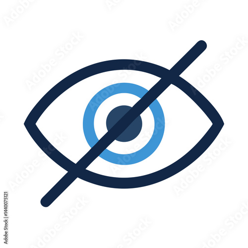 Concealed Eye Icon: Privacy and Visibility Symbol in Dark and Light Blue