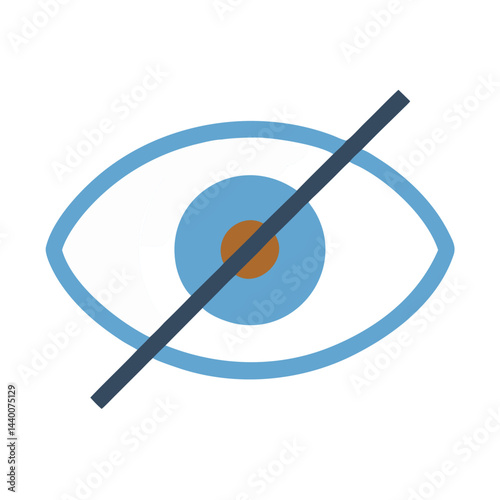 Eye Icon with Slash: No Vision, Privacy, and Security Concept