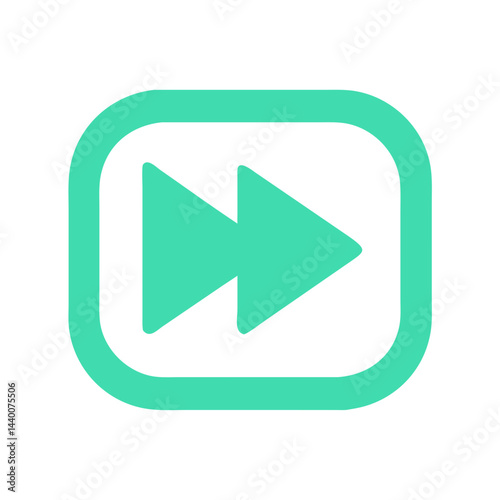 Fast Forward Icon in Green Rounded Square on Black Background Illustration