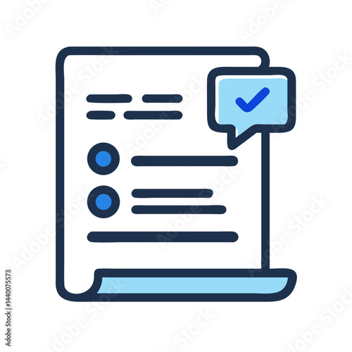 Completed Task List with Check Mark: Modern Line Icon Illustration