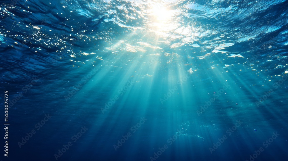 Obraz premium Sunlight filtering through the ocean waves.