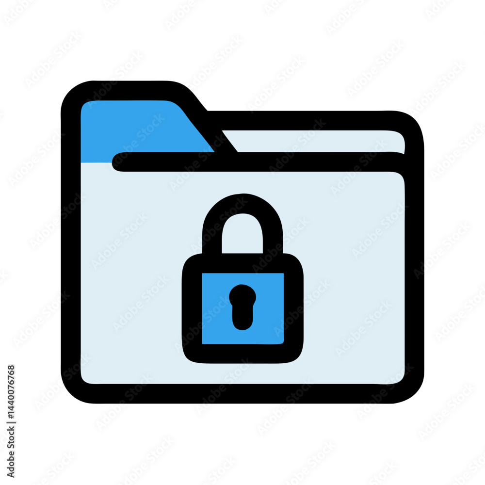 Secure Folder: Icon of a Folder with a Lock, Data Protection Secure Folder: Icon of a Folder with a Lock, Data Protection