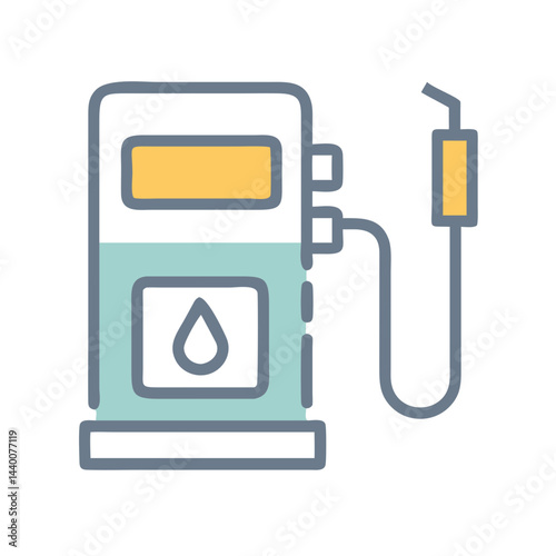 Gas Station Icon: Fuel, Petroleum, and Automotive Industry Illustration on Black Background