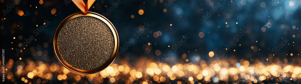 A shiny medal glimmers against soft lights, created with Generative AI