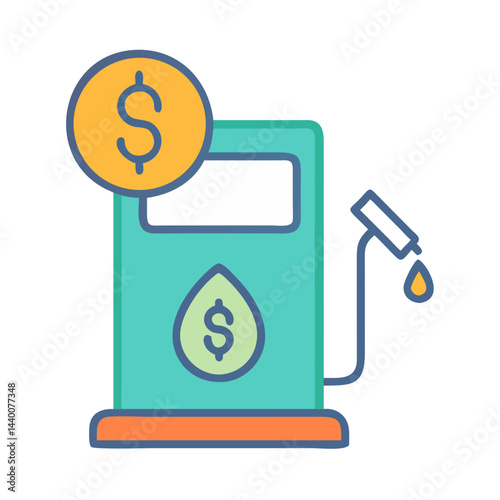 Rising gas prices concept: A gas pump with a dollar coin illustration.