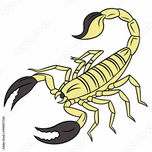 A detailed vector illustration of the Brazilian Yellow Scorpion (Tityus serrulatus), highlighting its distinctive pale-yellow body and venomous stinger.