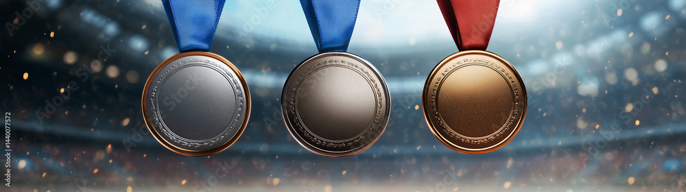 Three distinct medals showcase recognition and victory, created with Generative AI