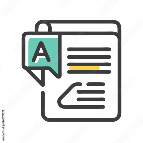 Article, Blog Post, or Document with Spelling or Grammar Correction Icon