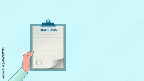 The doctor holds a tablet with the patient's diagnosis in his hands. Medical opinion of the doctor. Space for copying.  
