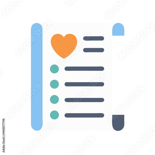 Checklist with Heart Icon: Task Management, Planning, and Goal Setting Illustration