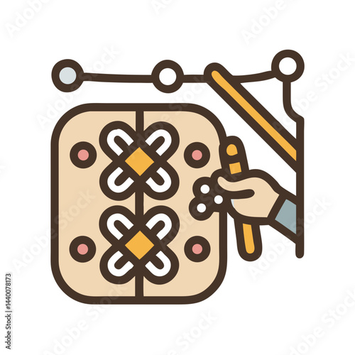 Traditional Japanese Textile Dyeing Sign Illustration: Craft and Cultural Icon